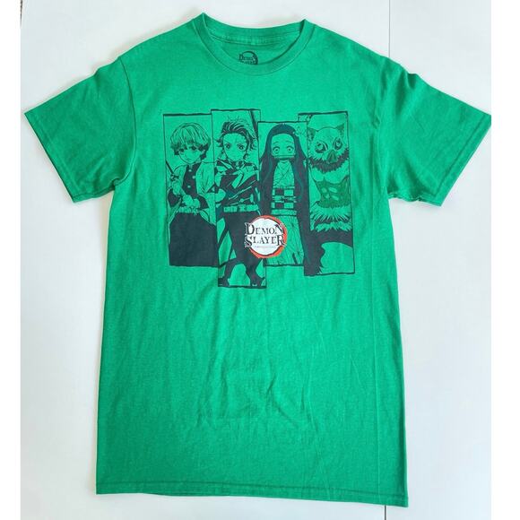 GREEN DEMON SLAYER KIMETSU NO YAIBA T-SHIRT SZ S GRAPHIC KAWAII GOTHCORE - Picture 1 of 8